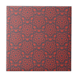 Carreau Art géométrique rouge foncé turquoise