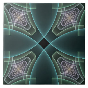 Carreau Art graphique fractal géométrique sarcelle moderne