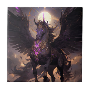 Carreau Art Imaginaire noir violet Unicorne