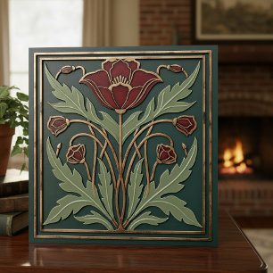 Carreau Art Nouveau agé Poppy Floral humeur #15 ID1193