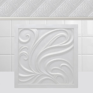 Carreau Art Nouveau Blanc Antique Gaufrage Vague Abstraite