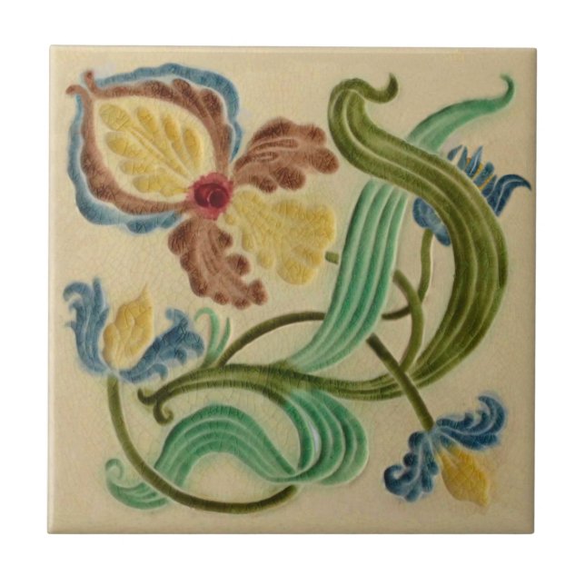 Carreau Art nouveau Boote Iris c1900 Repro Late Victorian (Devant)