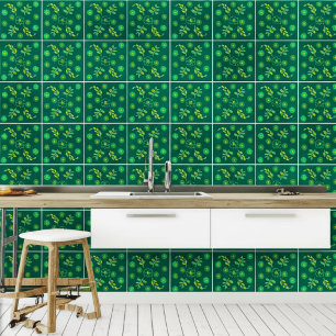 Carreau Art nouveau botanique (Décor mural) Vert émeraude