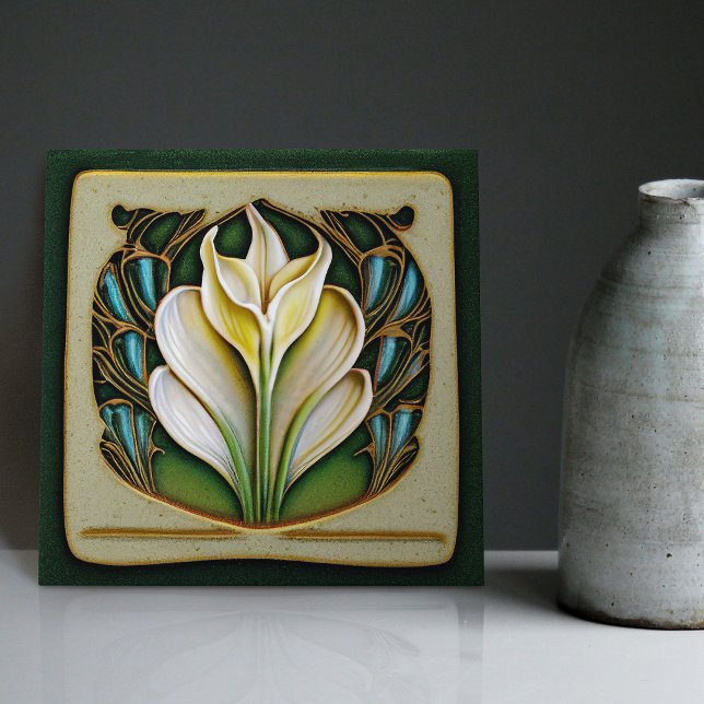 Carreau Art Nouveau Calla Lily symétrique Mur Floral Art N (Créateur téléchargé)