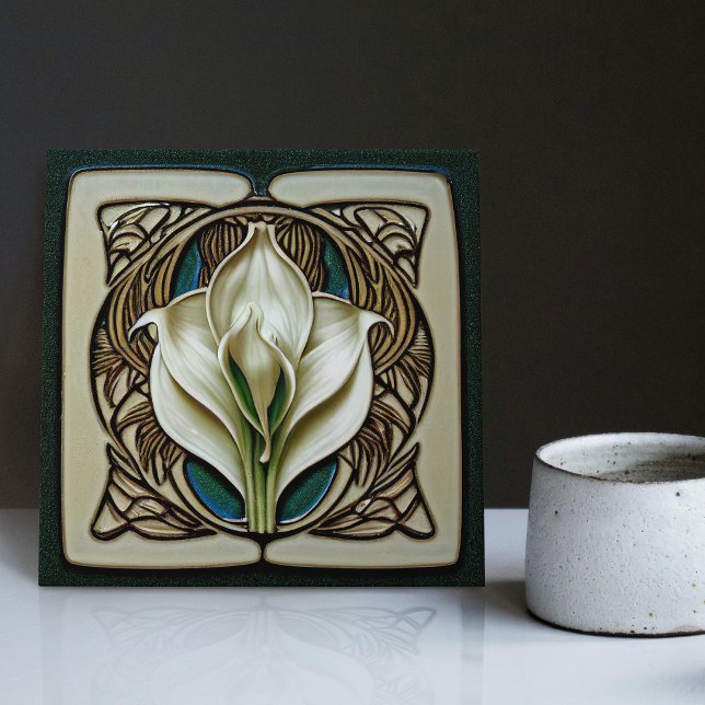 Carreau Art Nouveau Calla Lily symétrique Mur Floral Art N (Créateur téléchargé)