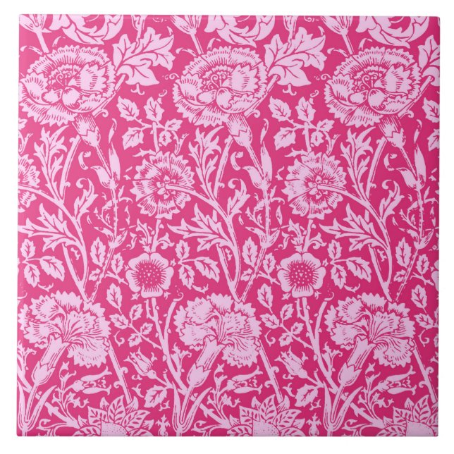 Carreau Art Nouveau Carnation Damask, Fuchsia rose (Devant)