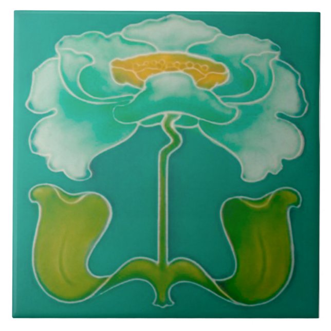 Carreau Art Nouveau ceramic firepkace Wall Tile (Devant)