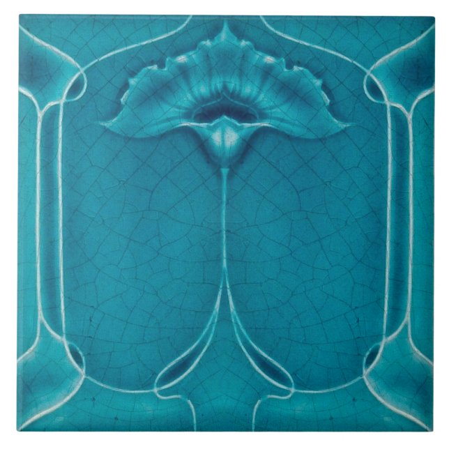 Carreau Art nouveau ceramic tile blue (Devant)