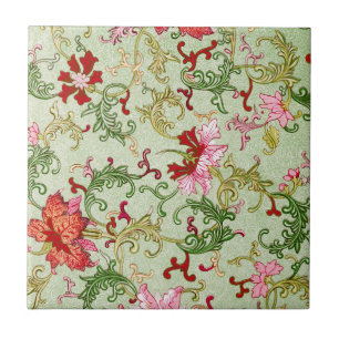 Carreau Art Nouveau Chinois Floral Vintage Chinoiserie