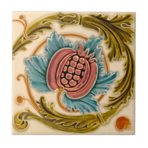Carreau Art Nouveau Grenade Faux Relief Antique Repro
