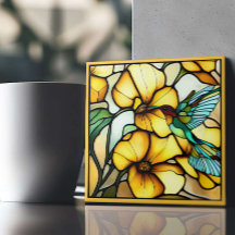 Art Nouveau Jardin des colibris Faux Vitraux