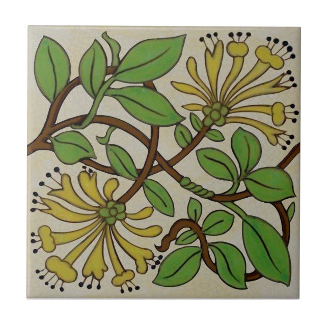Carreau Art nouveau Jaune Honeysucké Art Antique Repro (Devant)