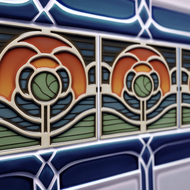 Carreau Art Nouveau Mackintosh Rose Ceramic Tile (Créateur téléchargé)
