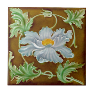 Carreau Art nouveau Majolica Faux Relief Repro