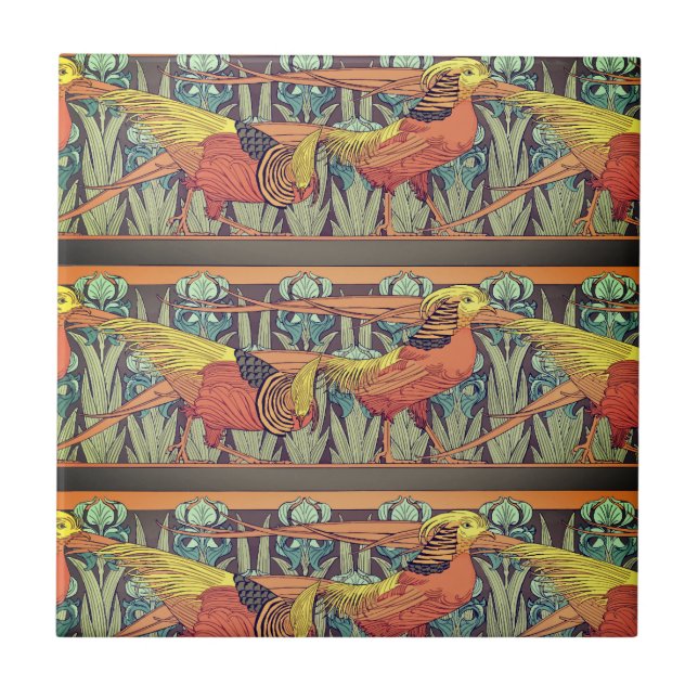 Carreau Art Nouveau Oiseaux, Jeu de Fond Carrelage en céra (Devant)