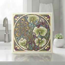 Carreau Art Nouveau plume de paon Pat#7 ID1193