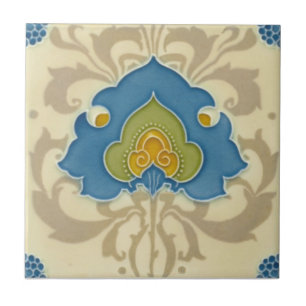 Carreau Art Nouveau Rare Minton Imprimer+Relief Antique Re