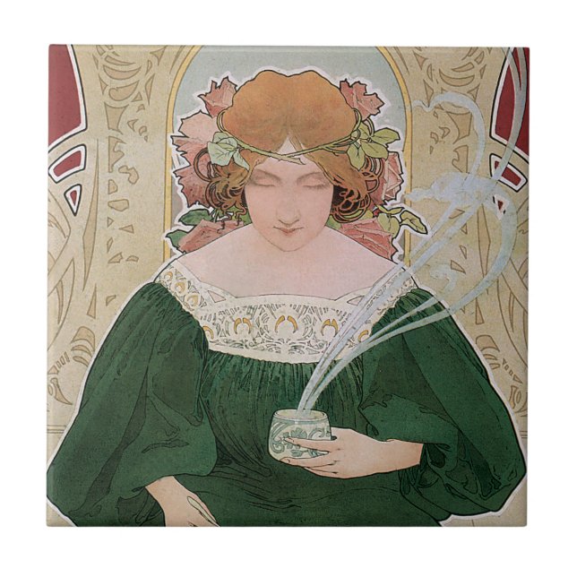 Carreau Art Nouveau vintage Helm Cacao par Privat Livemont (Devant)