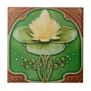 Carreau Art Nouveau Water Lily Antique Reproduction