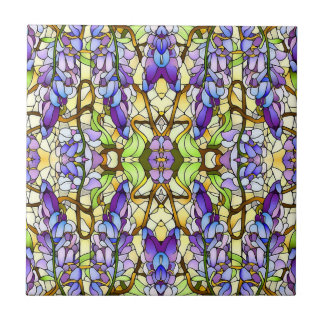 Carreau Art Nouveau Wisteria Faux Motif en verre tendu
