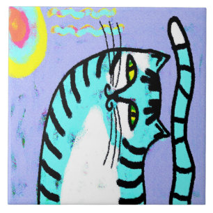 Carreau Art numérique Abstrait Cat et Sun