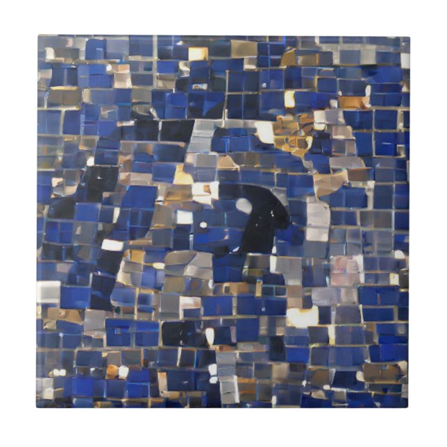 Carreau Art numérique en mosaïque bleu marine (Devant)