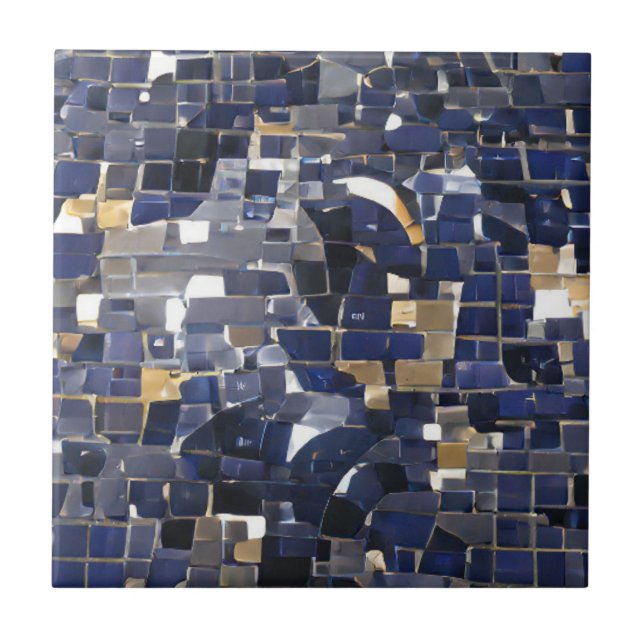Carreau Art numérique en mosaïque bleu marine  (Devant)