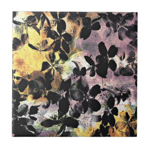 Carreau Art numérique fleuri motif à fleurs rose jaune