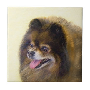Carreau Art original de chien de peinture noire et