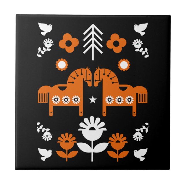 Carreau Art populaire de cheval scandinave (Devant)