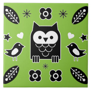 Carreau Art populaire de Chouette scandinave