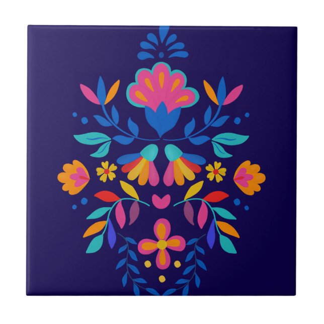 Carreau Art populaire mexicain coloré Floral (Devant)