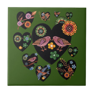 Carreau Art populaire scandinave Inséparable