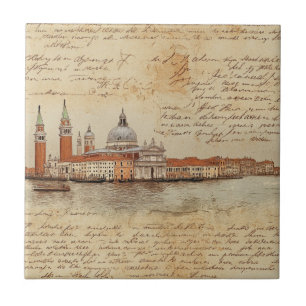 Carreau Art romantique Vintage de Venise avec Script