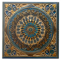 Art traditionnel Bleu et céramique Brown
