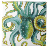 Art vert d'aquarelle de tentacules de poulpe