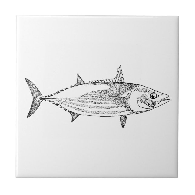 Carreau Art vintage de poissons de fruits de mer - thon de (Devant)