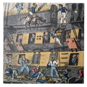 Carreau Artillerie de vol ou une marine de cheval (engravi