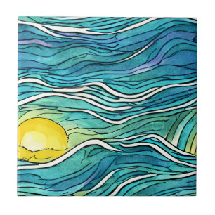 Carreau Artisanat attirant Aquarelle Turquoise sans joint
