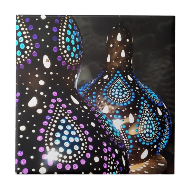 Carreau Artisanat Gourd Lanternes turques Acrylique Art (Devant)