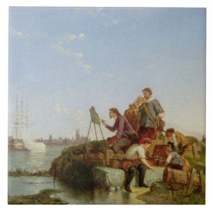 Carreau Artiste à son chevalet et expédition au-delà, 1
