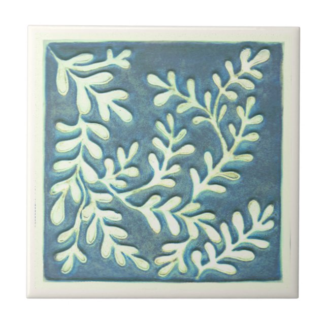 Carreau Artiste Carrelage en céramique, feuille Bleu & bla (Devant)