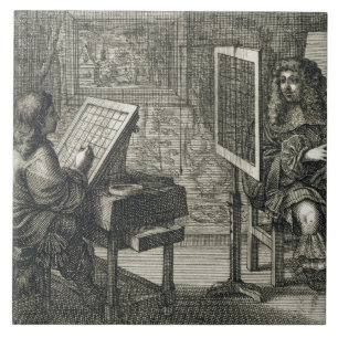 Carreau Artiste peignant un portrait au-dessus d'une