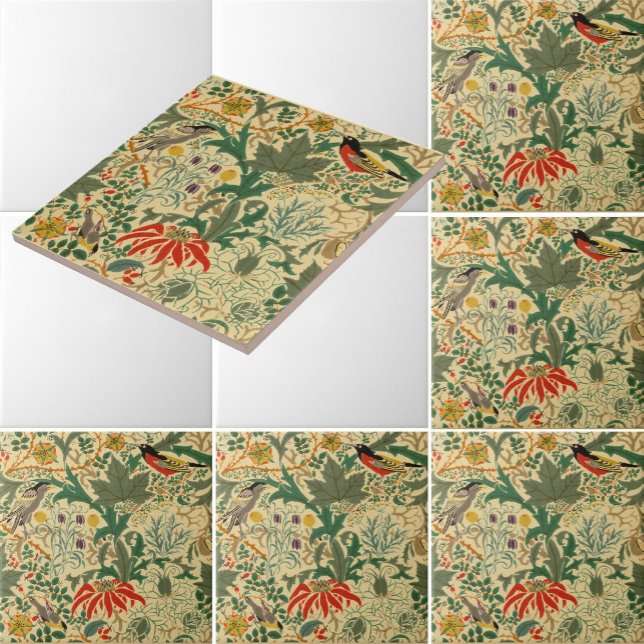 Carreau Arts & Artisanat Oiseaux & Fleurs Motif par Voysey (Créateur téléchargé)