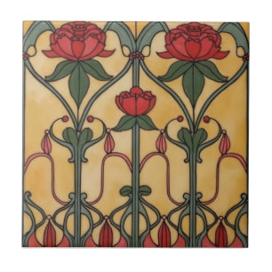 Carreau Arts & Crafts de style Craftsman et Mission florau