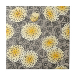 Carreau Arts & Métiers Grays Yellow Chrysanthemum Repro