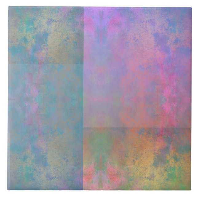 Carreau Artsy rose turquoise vert orange motif céramique (Devant)