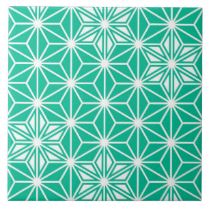 Carreau Asanoha japonais / Motif étoile, bleu de paon