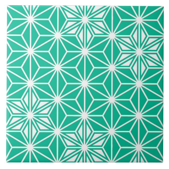 Carreau Asanoha japonais / Motif étoile, bleu de paon (Devant)