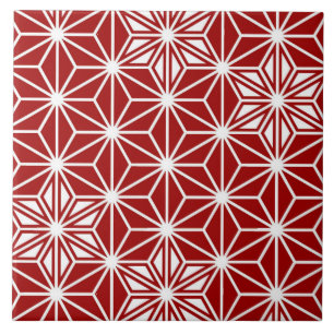Carreau Asanoha japonais ou Motif étoile, rouge profond